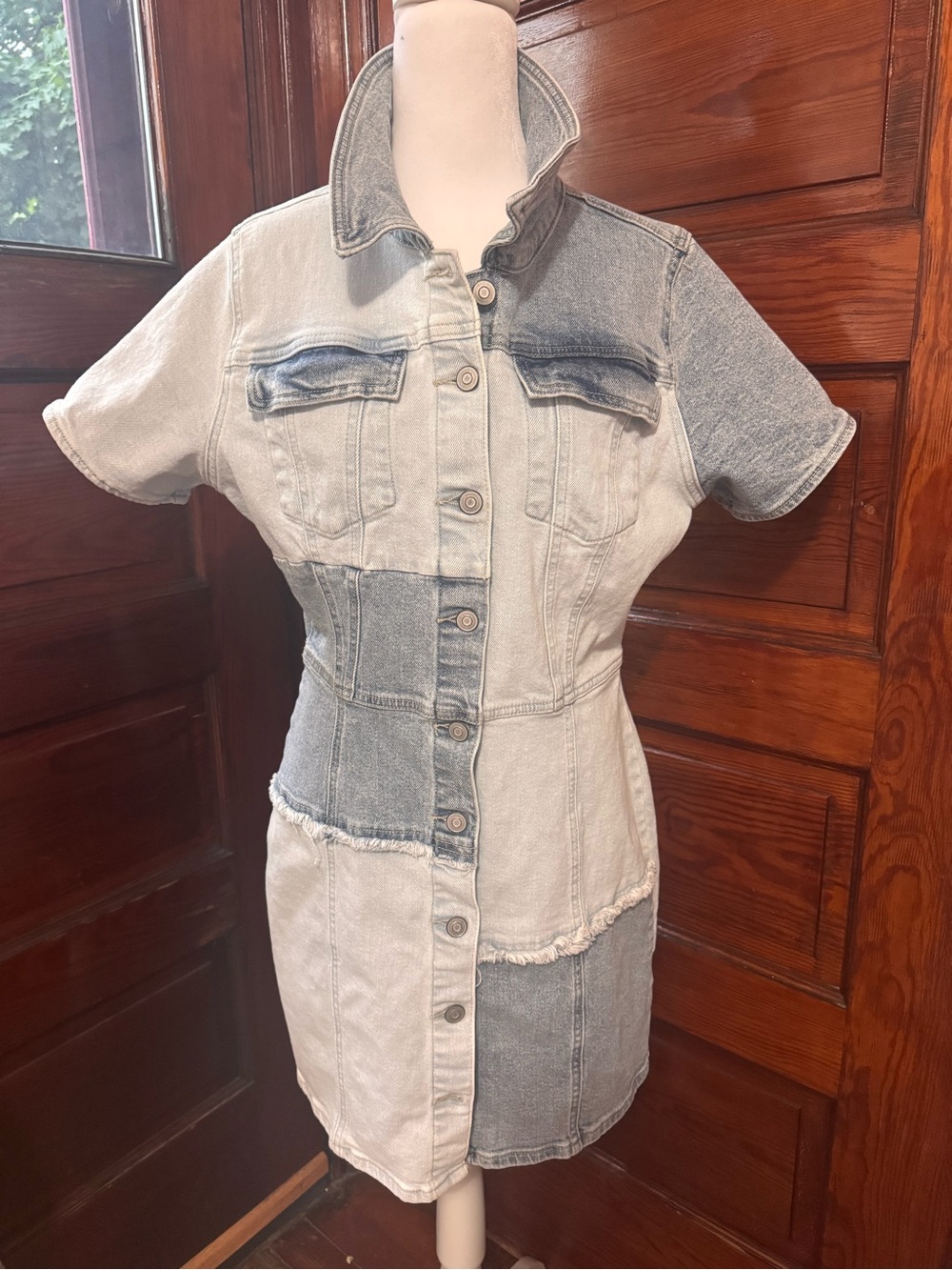 Celebrity Pink patchwork denim dress